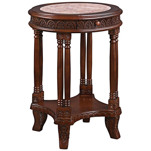 Balfour Colonnade Marble-Topped Hardwood Side Table